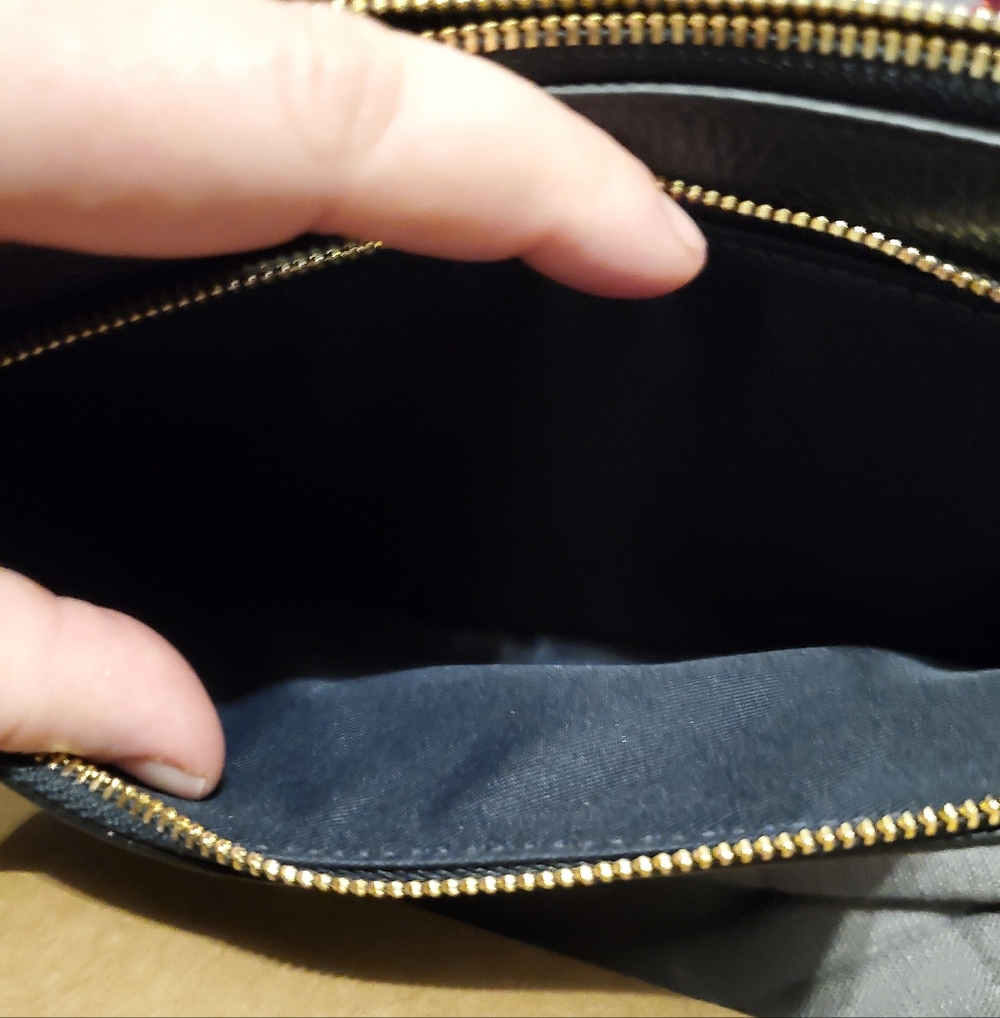 Coach Navy Wristlet with Gold Accents Double Zip Wallet - Picture 11 of 11